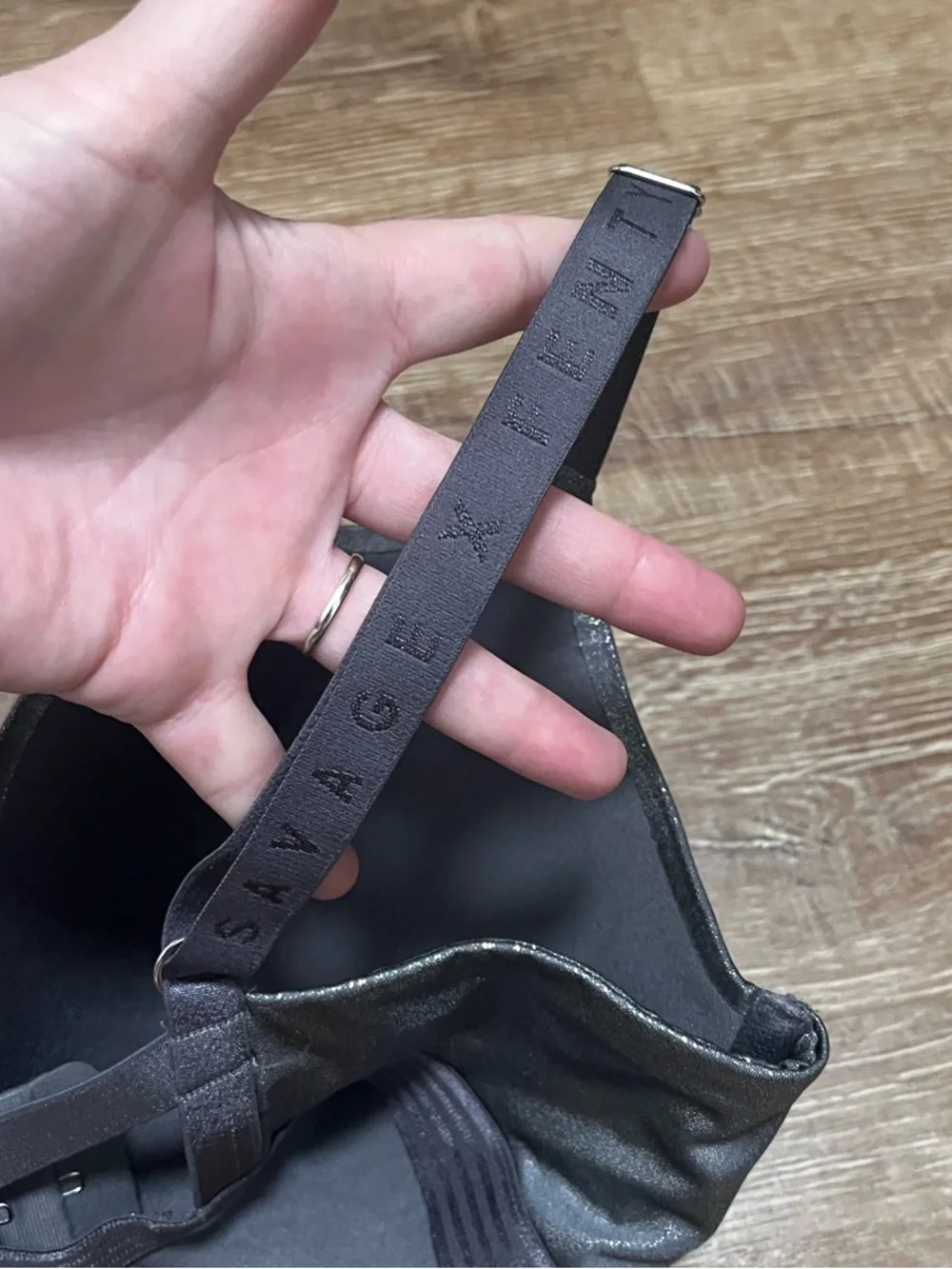 Savage X Fenty Shimmering Gray Bra MICROFIBER METALLIC PUSH-UP BRA Size 36DDD - Picture 7 of 13